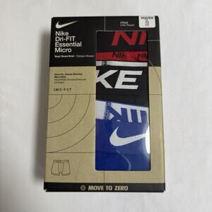 Nike Dri-Fit Essential Micro Boys Boxer Brief Size XL 3 Pack Uni Red Black Blue